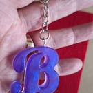 Purple resin letterB keyring