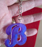 Purple resin letterB keyring