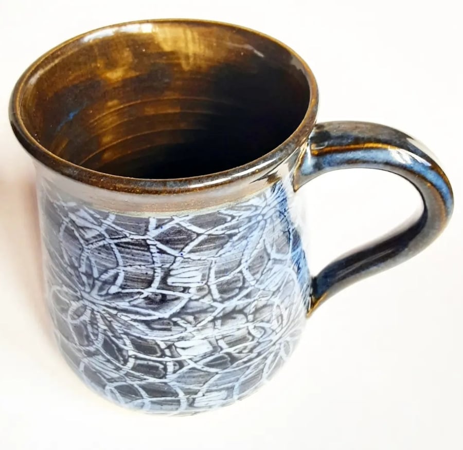 Mug - Hand Thrown Stoneware Ceramic Blue Glazed Mug 
