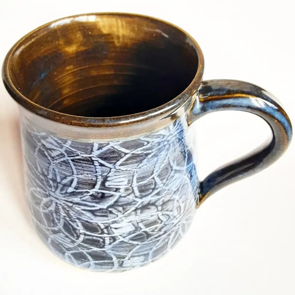 Mug - Hand Thrown Stoneware Ceramic Blue Glazed Mug 
