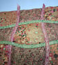 Big corduroy handbag with golden, pink and brown abstract pattern  - Image 10