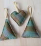 Rustic tree decoration stuffed tree heart Christmas decorations set of 3 - Image 3