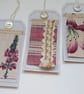 Gift Tags - plum pink, reclaimed curtain textiles with vintage silk and lace - Image 2