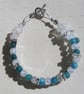 Teal Apatite & Clear Quartz Gemstone Crystal Beaded Bracelet - Image 7