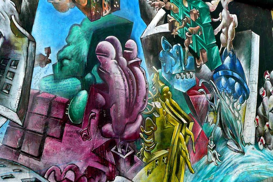 Berlin Wall Graffiti Artwork Street Art Mural Germany 18"x12" Print