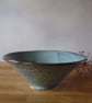 Textured conical slab made pottery bowl in blue with brown highlights  - Image 6