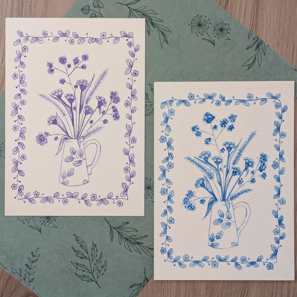 Hand Painted Botanical Ink Painting 