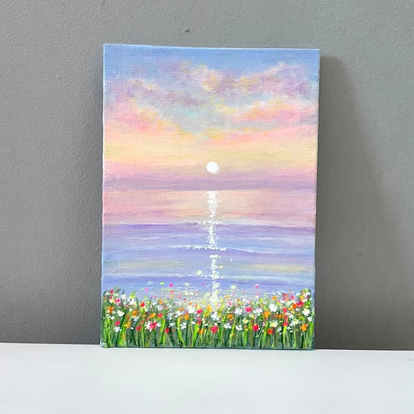 Acrylic painting on canvas dreamy seascape 