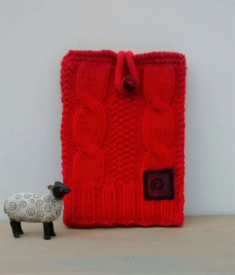 Red Hand Knit Kindle Case 