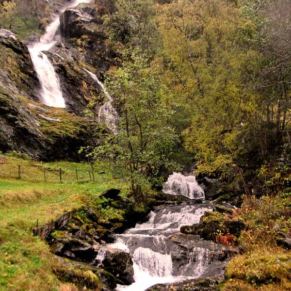 Waterfall Flamsdalen Valley Flam Norway Photograph Print