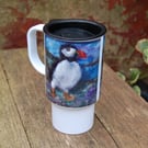 Puffin 14fl oz travel mug -original art work