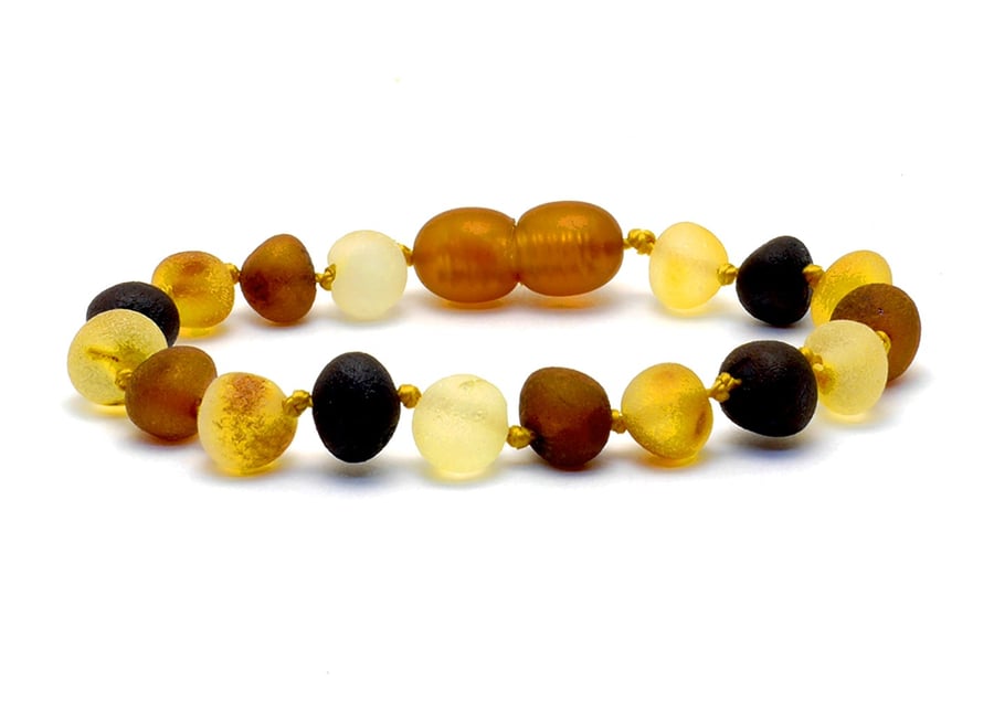 Raw Genuine Baltic Amber Bracelet Anklet, mixed colours sizes 13-19 cm