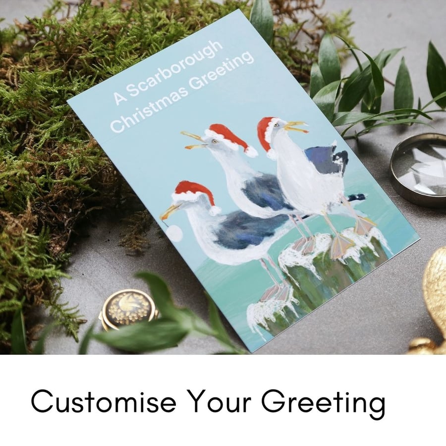 Seaside Christmas Card Customise Greetings Buy 5 get 1 FREE