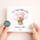 Our First Mother's Day Card Personalised Teddy Hot Air Balloon Keepsake