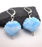 pastel blue lampwork glass shell earrings