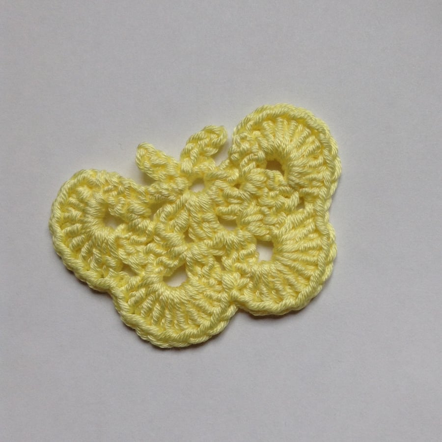 Crochet Butterfly Appliqué Embellishment in Primrose Yellow