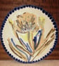 Beautiful free-hand flower decorated ceramic trivet, oven to table ware - Image 1