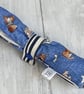 Travel cutlery roll with cutlery. Blue with dogs, spots and stripes - Image 2