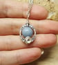 Blue Angelite pendant. Small Oval frame necklace. - Image 2