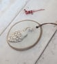 WALL DECORATION hand-built stoneware small peacock plaque ornament in white - Image 3