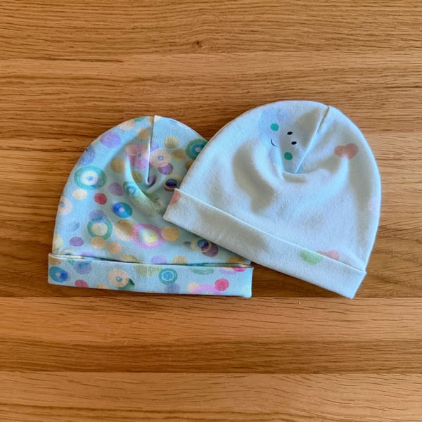 Newborn Baby Hats, Beanie hats. 2 PK. Ideal for the newborn baby 0-3mths - BE04