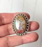 Oval beaded tibetan silver firestone brooch