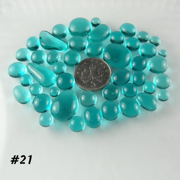 25g turquoise art glass cabochons, for jewellery making, crafting (21)