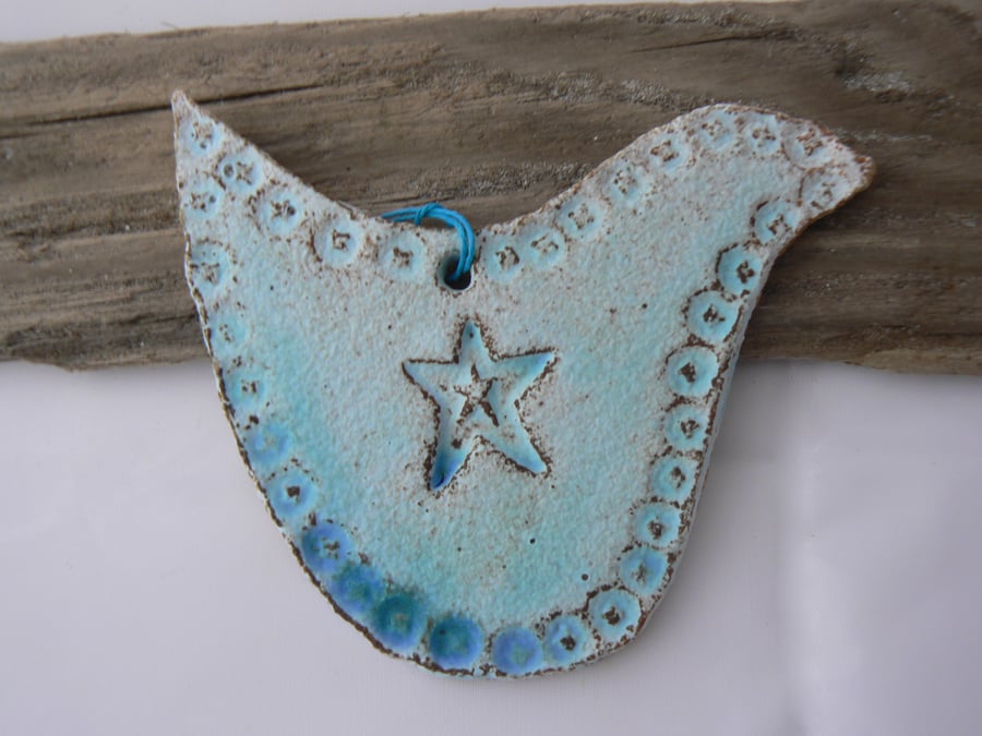 Ceramic Bird with Star Decoration