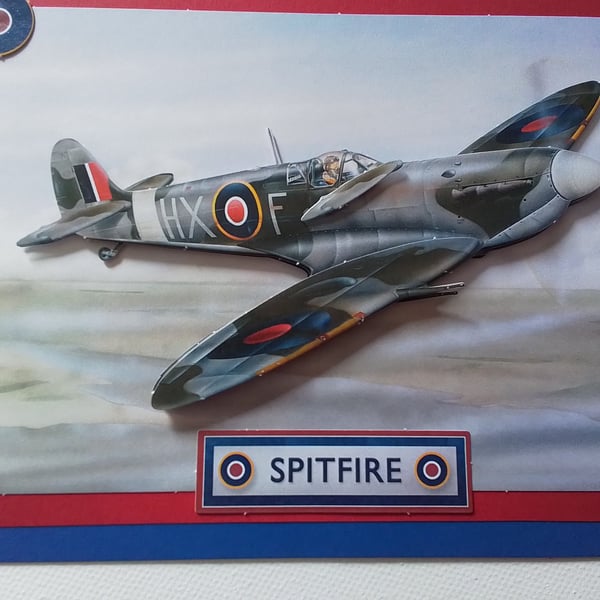 Spitfire. Birthday card. Father's day card. Ref 419