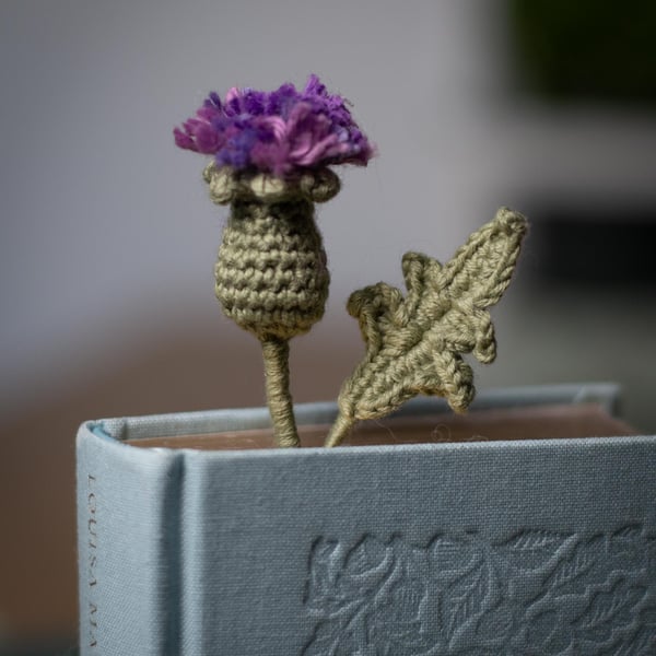 Thistle Flower Crochet Bookmark