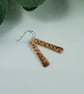 Earrings, Sterling Silver and Copper Heart and Dot Pattern Bar Droppers - Image 6