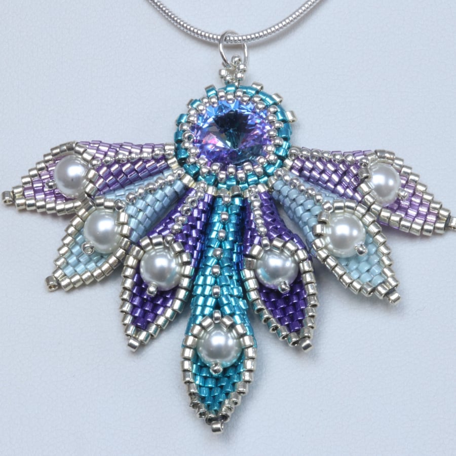 Pearly Cones Pendant in Purple and Teal