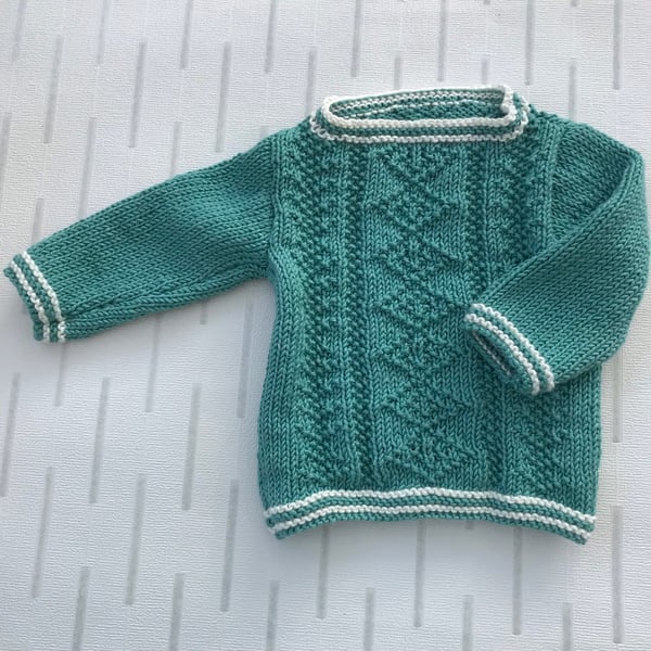 Patterned jumper knitted in a bamboo and wool yarn
