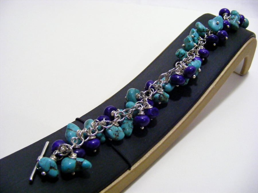 Blue and Purple Magnesite Charm Bracelet