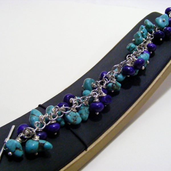 Blue and Purple Magnesite Charm Bracelet