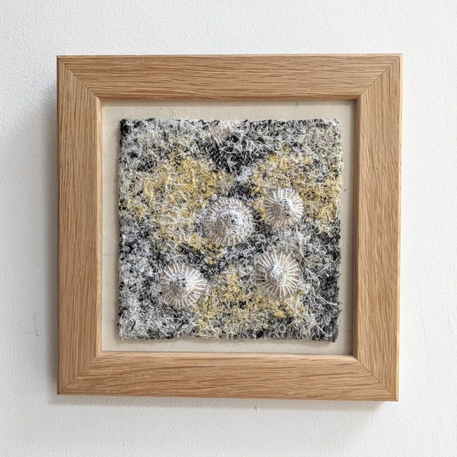 Square Coastal inspired Textile Art in Yellow & White