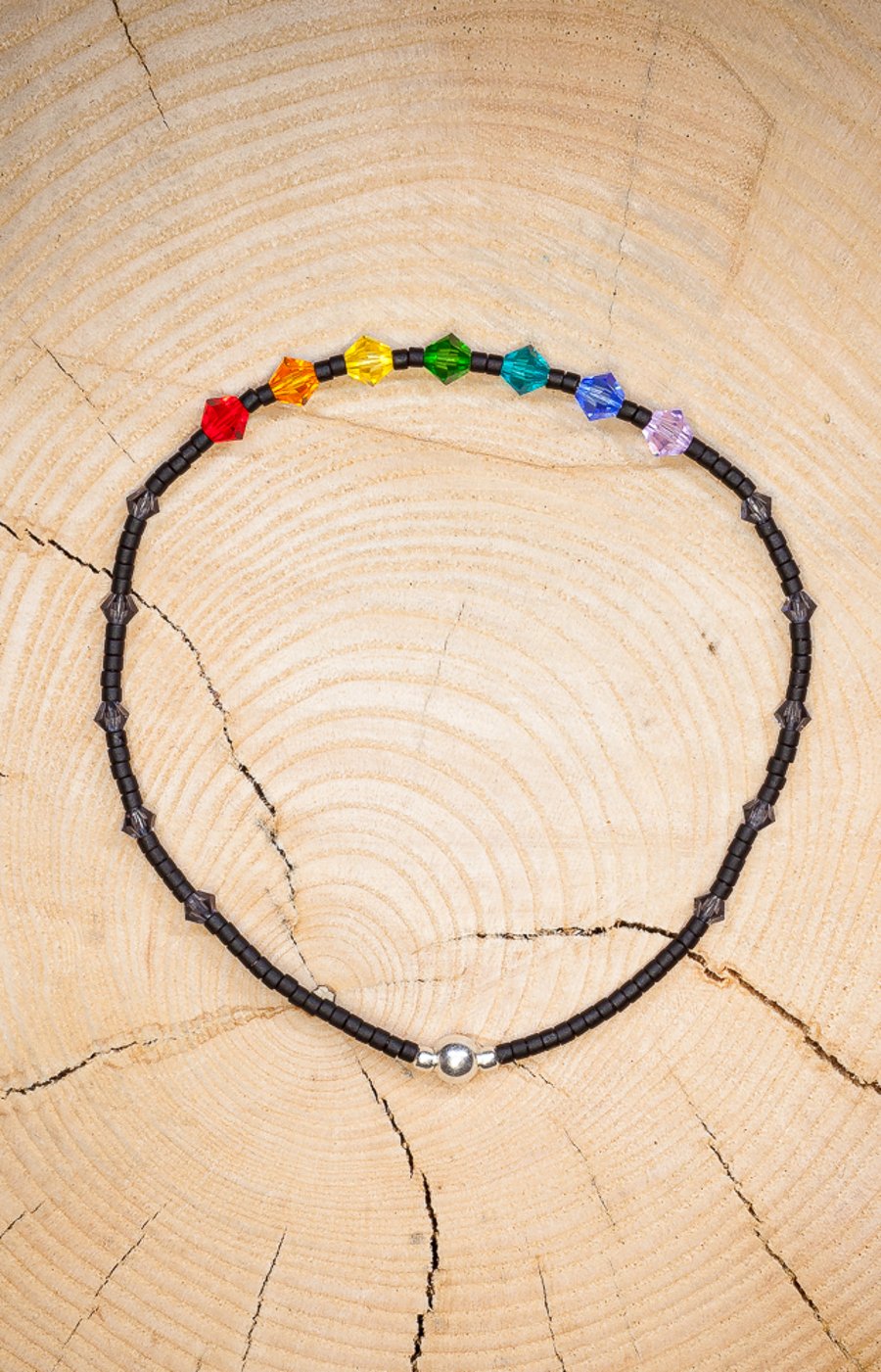 Miyuki and Swarovski bracelet in rainbow chakra colours-custom order