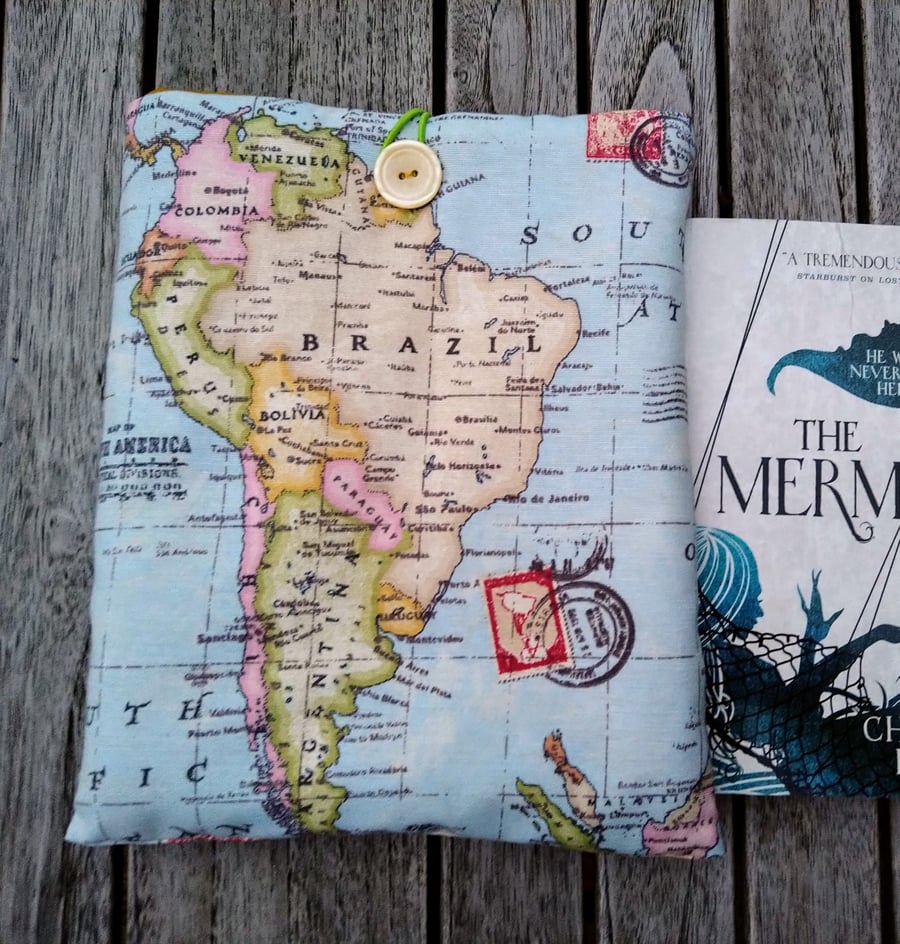 Book sleeve with world map