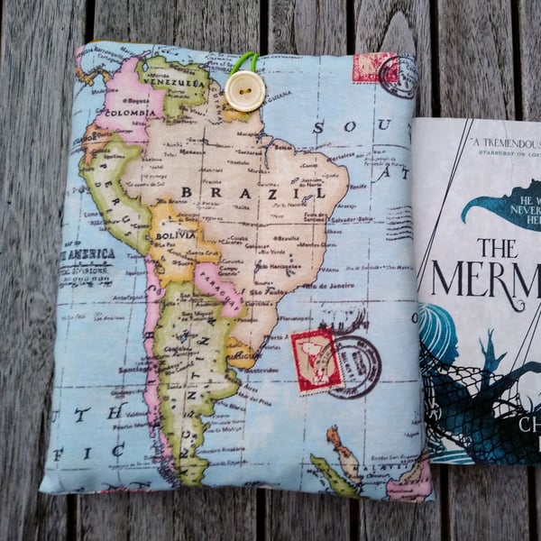 Book sleeve with world map