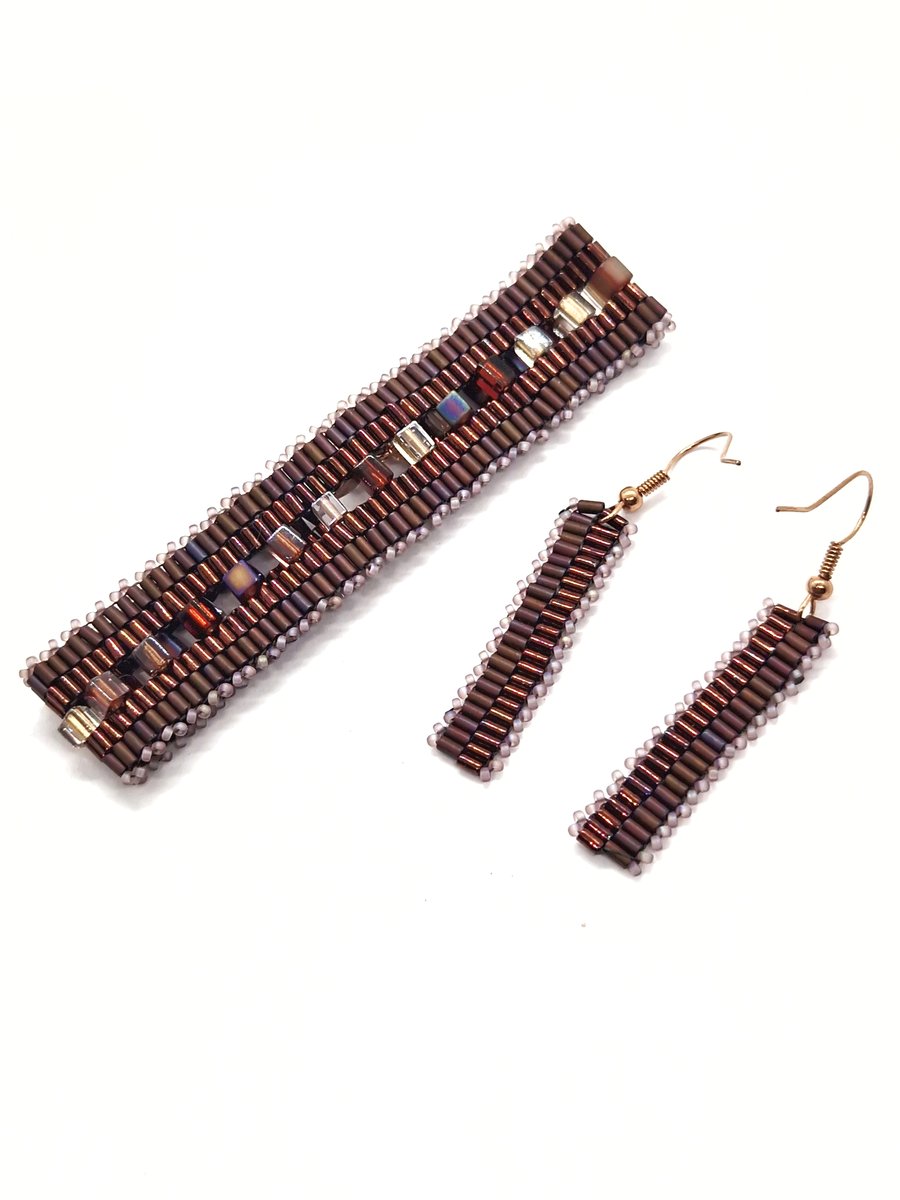 Earthy browns and pinks unique beaded bracelet