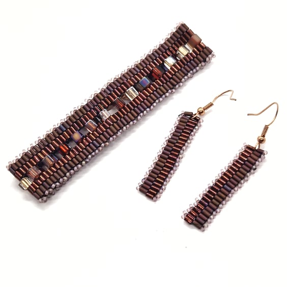 Earthy browns and pinks unique beaded bracelet