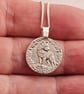 Wolf Engraved Sterling Silver Coin Necklace - Image 2