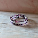 Berry Sorbet, Pink & Purple 3-Layer Glass Bead Wrap Bracelet