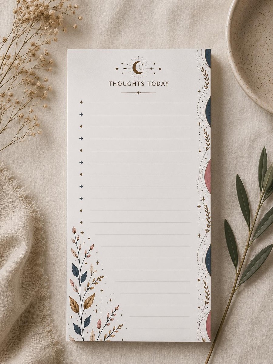 Celestial Notepad - Shopping List Pad (Optional Magnetic Backing)
