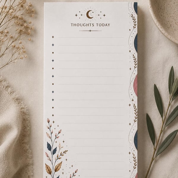 Celestial Notepad - Shopping List Pad (Optional Magnetic Backing)