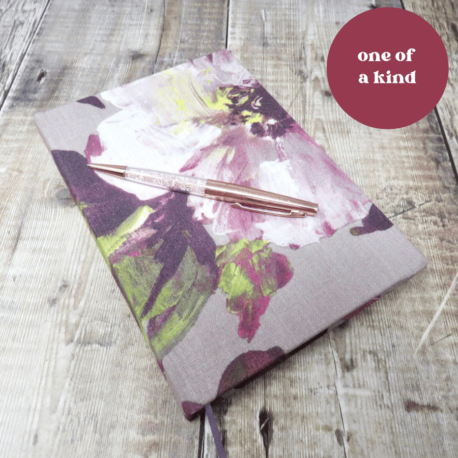 Handmade floral fabric covered notebook 