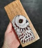 Hand Painted Reclaimed Whisky Barrel Stave - Owl