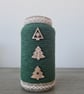Forest Green Christmas Vase - Yarn Wrapped - Rustic Festive Decor 