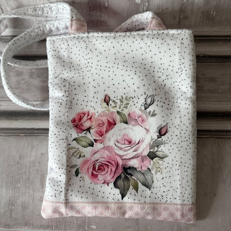 Shoulder Bag - Tea Towel, Roses bag - PB5 0024