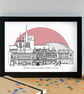 Blackburn Landmarks Skyline Art Print - Image 3